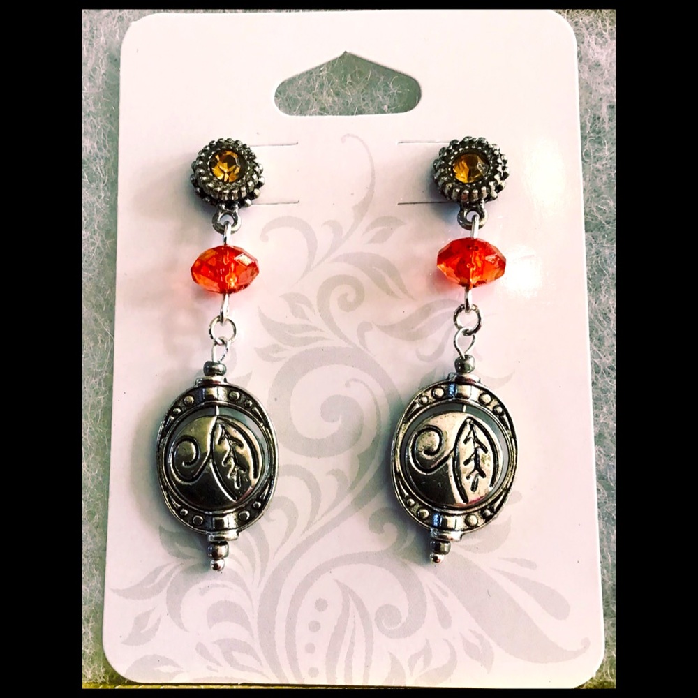 Artisan Crafted Peach Glass and Rhinestone Repurposed Studs